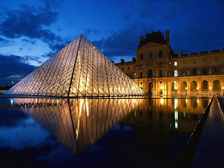 France Louvre Museum Glass Pyramid Night Lights HD Wallpaper