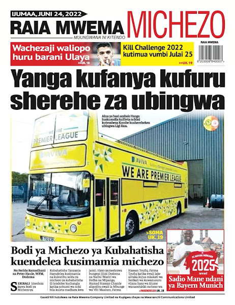 TANZANIA LEO,MAGAZETI YA LEO IJUMAA JUNI 24,2022