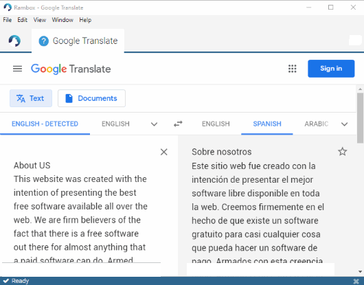 Rambox-software google translate untuk pc