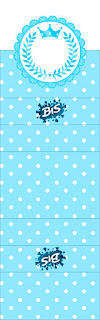 Light Blue Crown in Stripes and Polka Dots  Free Printable Candy Bar Labels for a Quinceanera Party.