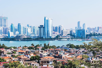 Xiamen City Building China Sky Cloud Blue Sea