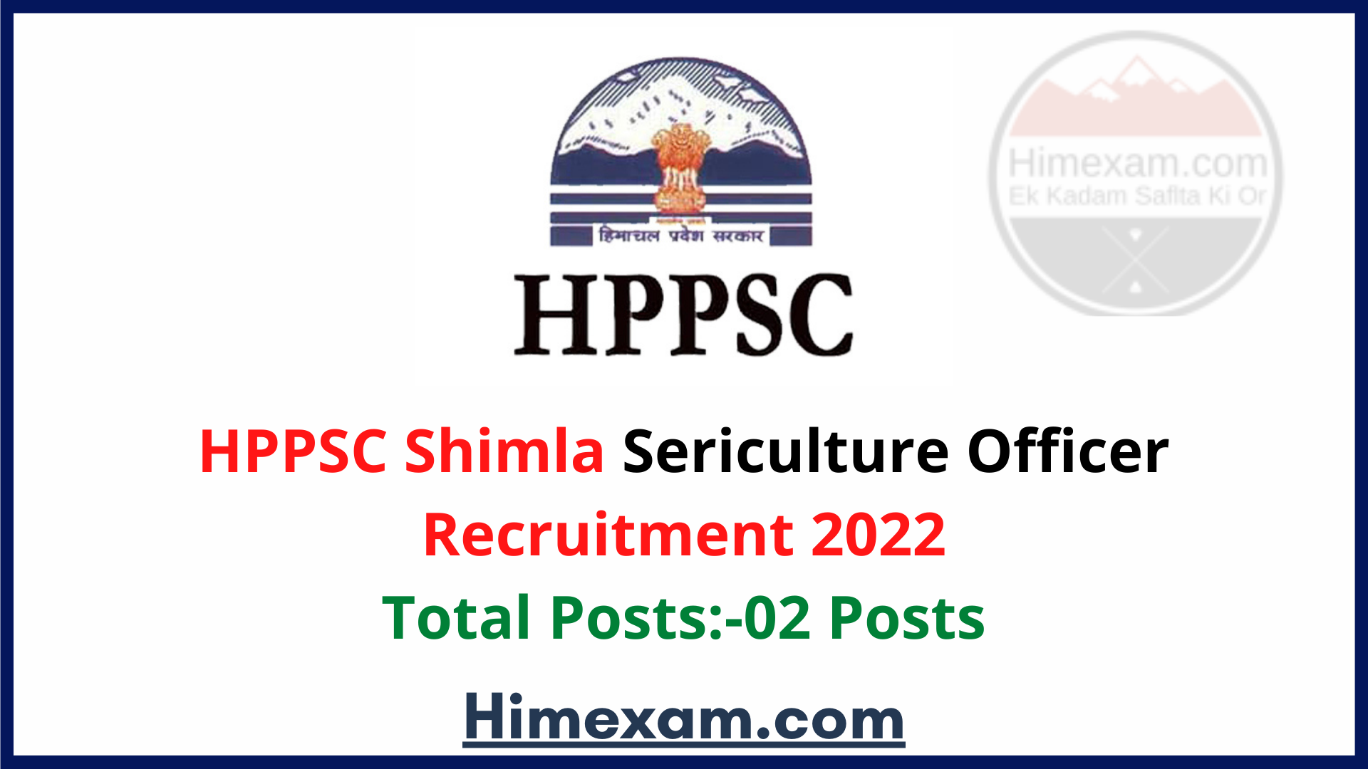 HPPSC Shimla Sericulture Officer Recruitment 2022