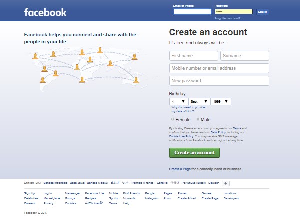 Create a New Facebook Account Open