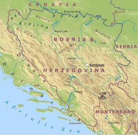 Mappa di Bosnia Regionale Geografia