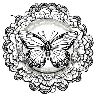 coloring book butterfly symetric pattern mandala