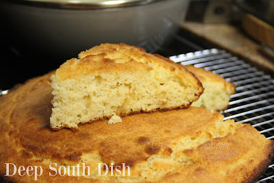 A tender cornbread made using self-rising cornmeal and flour with butter and buttermilk, based on Cooking with Cajun's famed cornbread.