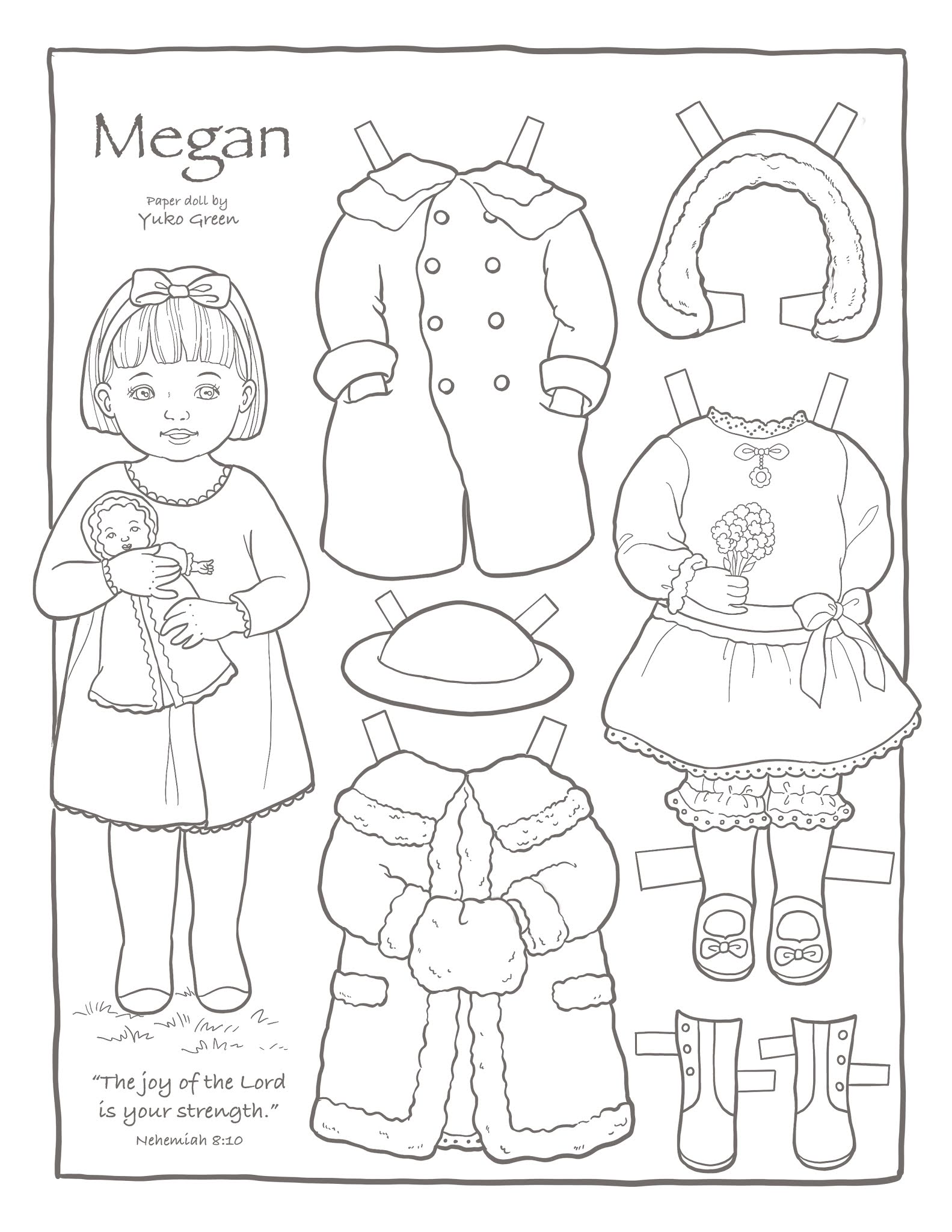 Download yuko green: Megan - a free coloring paper doll