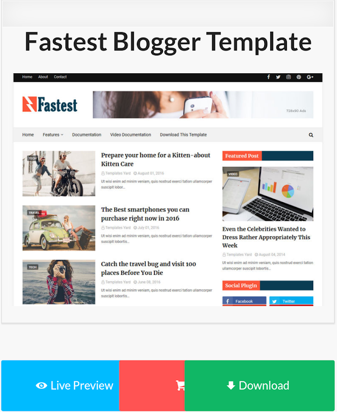 Fastest Blogger Template Genius 90% Percent License High Quality Responsive