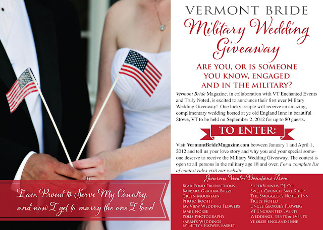  our participation in the Vermont Bride Military Wedding Giveaway