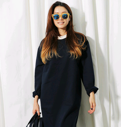 Round Neck Baggy Fleece Dress