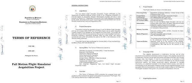 Some Details of the acquisition of the FMFS from the Terms of Reference Document