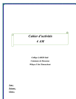 Cahier d’activités Français 4AM PDF