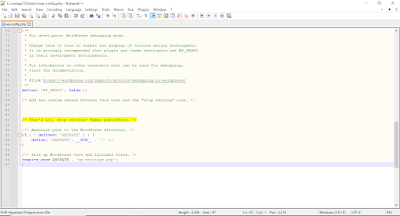Langkah 2: Buka file wp-config.php mengunakan software editor masing-masing