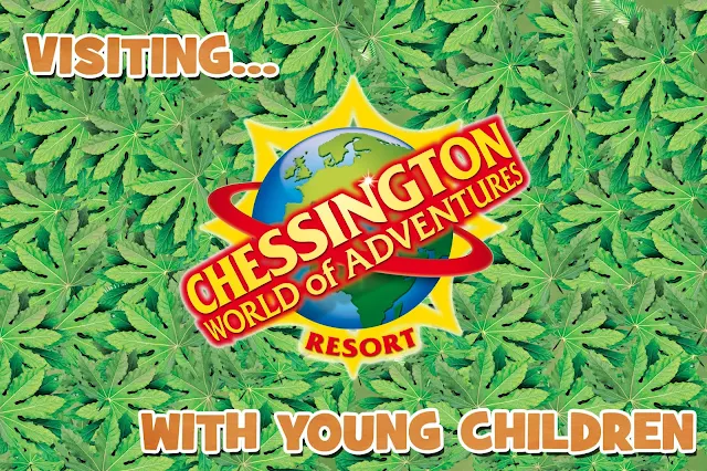 A green leafy background with title text on and the Chessington Logo which is yellow and red with the plant earth behind