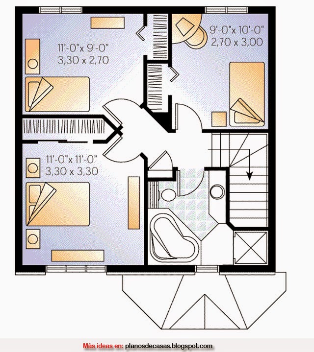 PLANO DE CASA PEQUEÑA DE 7M X 7M