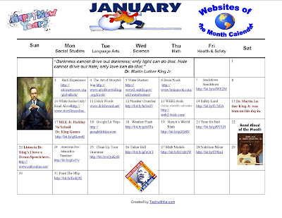 month of january 2011 calendar. January Websites of the Month