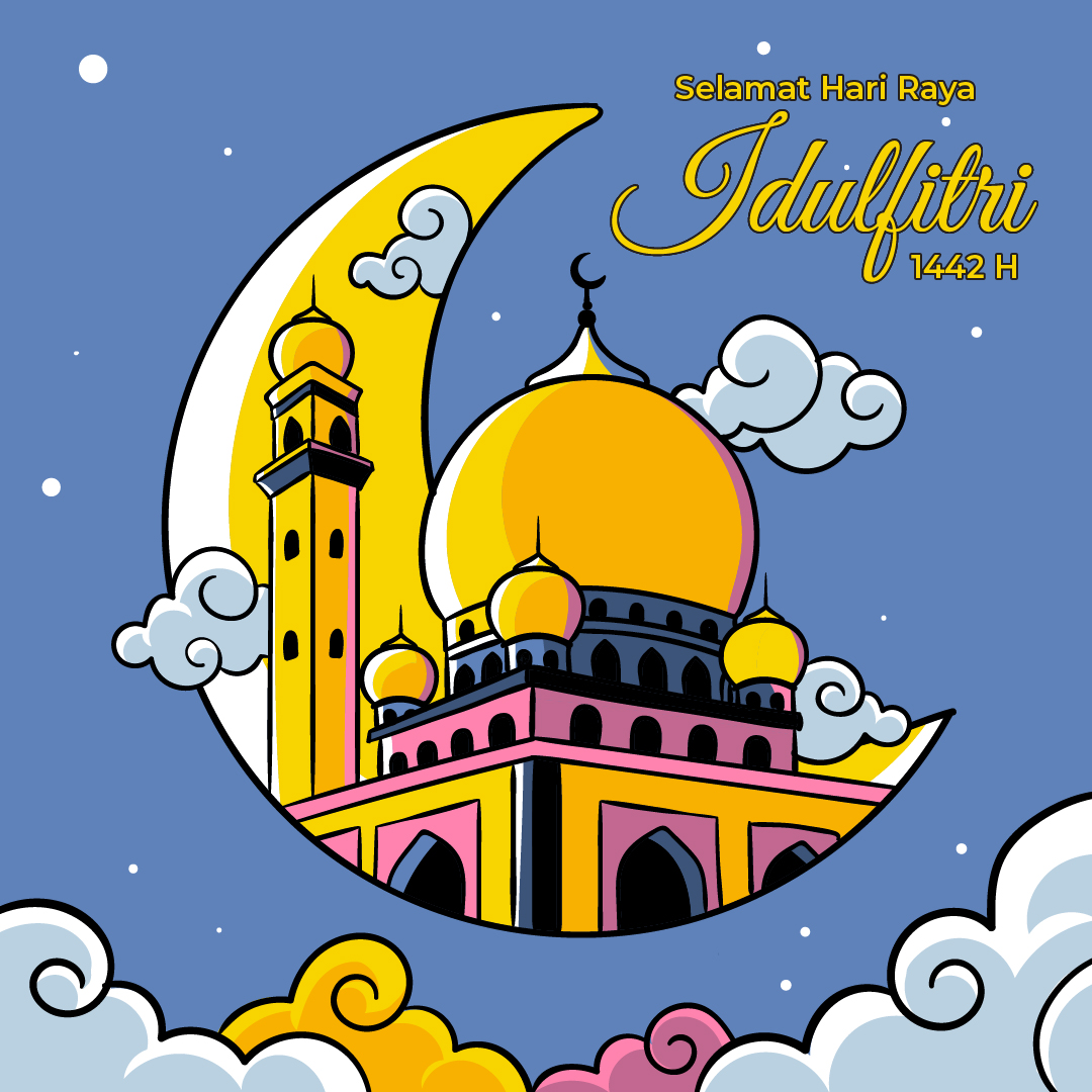 Gambar Ucapan Selamat Hari Raya Idul Fitri 1442 H / 2021 M SKETZHBOOK