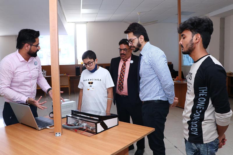 CT Group Managing Director Manbir Singh, CT University Vice Chancellor Dr. Harsh Sadawarti along with CT Public School student Parth Verma who developed ‘Vehicle Ventilation Regulation device’