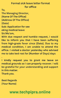 Formal sick leave letter format for office