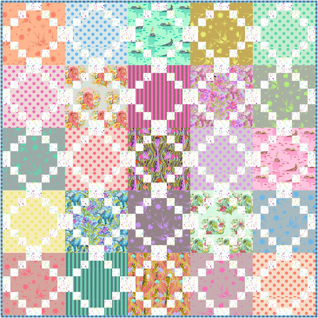 Wanderlust quilt pattern in Everglow by Tula Pink for Free Spirit Fabrics