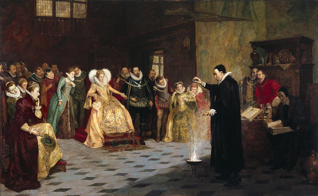 Джон Ди проводит эксперимент перед королевой Елизаветой I.