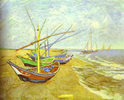 Vincent van Gogh art: Fishing Boats on the Beach. (vincent van gogh gallery art paintin fishing boats on the beach)