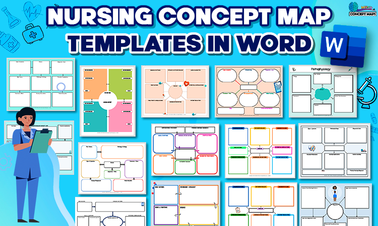 Nursing concept map templates for editing in Word, more than 20 free designs