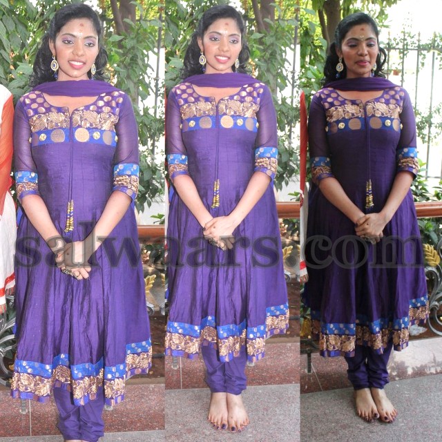 Anjali Nair in Purple Color Silk Salwar