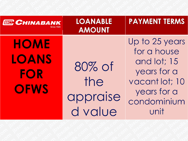 Overseas Filipino Workers (OFWs)  are not rich despite being able to earn higher salary abroad. There are times that they need to reach out to someone for their financial needs.  When they need to have their own house or pay their mortgage,  they could use a loan to do it but finding the most accommodating bank or government entity to avail it might be difficult for them.  Being based overseas also limits their means and even capabilities to meet their needs with the various financial institutions in the Philippines.  The OFWs has buying power with over $24.35 billion worth of remittances has been sent to the Philippines last year. In this regard, local lenders have been more than willing to accommodate OFWs who are looking to loan cash.  Advertisement        Sponsored Links         BDO offers Personal, Home, and Auto Loans to OFWs through its Asenso Kabayan Program. Borrowers should at least be 25 years old but not more than 65 years old upon the maturity of the loan. You should be employed for at least 2 years abroad for skilled workers, and at least 3 years for domestic helpers taking home at minimum P10,000 gross monthly for Personal and Home Loans, and P50,000 per month for Auto Loan.  Borrowers can submit their application to callcenter@bdo.com.ph. You must also have an initial minimum deposit of P100 for peso account and $100 for dollar account to qualify for the loans. All forms can be downloaded at www.bdo.com.ph.   BPI grants Personal Loan, Housing Loan and Auto Loans to OFWs working abroad for at least 2 years and earning a minimum of P30,000 per month for Personal and Auto Loans, and a minimum of P40,000 for Housing Loans. Borrowers should be at least 21 years old and not more than 60 years old upon the maturity of the loan. You must be physically present at the BPI branch to sign the loan documents once it is approved. To apply online, visit www.bpiloans.com.   OFWs employed for at least 3 years and earning a minimum of P50,000 per month can apply for a Housing Loan at Chinabank. You must be at least 21 years old and not older 65 years old upon loan maturity, without any adverse credit findings such as court cases, bouncing checks, unpaid loans, cancelled credit cards, etc. For more information, check out www.chinabank.ph.   EastWest Bank offers Home and Auto loans to OFWs between 21 years old and up to 65 years old upon loan maturity, who earns a minimum of P40,000 monthly income. You can fill out the application form at www.eastwestbanker.com and submit necessary documents to csloans@eastwestbanker.com.   Land Bank offers home loans to OFWs through its Bahay Para sa Bagong Bayani Program. Borrowers holding a live contract from a reputable company, 21 years old but not more than 65 years old upon loan maturity, and without any CI/BI adverse findings are qualified to apply for the loan. Interested applicants can visit www.landbank.com for more information.   PNB offers home loans for OFWs based in Singapore, Japan, New York and Los Angeles, through its Own a Philippine Home Loan program. Borrowers based in Singapore must have a minimum gross annual salary of SGD 48,000 and your Total Debt Servicing Ratio must not exceed 60% of Gross Monthly Income.  Meanwhile, OFWs based in Hong Kong and Saudi Arabia can avail of PNB’s Global Filipino Auto Loan program. You should be at least 21 years old and not more than 60 years old upon loan maturity to qualify. PNB also requires interested borrowers to have worked abroad for the last 2 years. You can visit www.pnb.com.ph for more details.   PSBank has a Own Your Home and Drive Your Car program for OFWs who aspire to buy property and cars. Borrowers have to be 21 years old and up to 65 years old upon the maturity of the loan. You must have worked for at least 2 years and earning a combined family income of P30,000 to qualify for a home loan. PSBank also requires a residential real estate property for collateral. Visit www.psbank.com.ph for more information   Security Bank offers housing and auto loans to OFWs who have worked abroad for at least 2 years and are least 21 years old, but not more than 65 years old upon loan maturity. Borrowers must be earning a combined household income of at least P50,000 for housing loans; a minimum monthly income of P40,000 for brand-new car buyers; P20,000 for pre-owned car buyers.  Interested borrowers must complete the necessary documents and scan them. Fill out the online application form at www.securitybank.com and upload the documents.   OFWs working for at least 2 years in a permanent capacity can apply for a housing loan at RCBC. Borrowers have to be at least 21 years old upon application but not more than 65 years old upon loan maturity. You can visit www.rcbcsavings.com for more information.   OFWs employed for the last 12 months with a minimum gross monthly income of P30,000 can apply for a home loan at UCPB. Visit www.ucpb.com to learn more.   OFWs who have remitted at least 24 monthly contributions can qualify to avail of Pag-IBIG’s affordable housing loan. New members may, may alternately pay the 24 monthly contributions in lump sum. Borrowers must be below 65 years old, without any outstanding Pag-IBIG housing loan nor multi-purpose loan in arrears. As an additional requirement, you should not have had a Pag-IBIG housing loan that was foreclosed, cancelled, bought back due to default or subjected to Dacion en Pago. For more information, visit www.pagibigfund.gov.ph. Certified OFWs who have at least 36 monthly contribution and 24 continuous contributions can apply for a Direct Housing Loan Facility for OFWs offered by SSS. To qualify, borrowers must not have a previously granted SSS housing loan, or receiving final SSS benefits. The spouse of an existing borrower may still qualify for an SSS housing loan if the loan had been obtained before their marriage and the loan isn’t delinquent. You can visit www.sss.gov.ph for more information.   READ MORE: Do You Want College Scholarship? Check This Out Now!   No HSWs Has Been Sent To Kuwait Yet After Lifting Of Ban    In Demand College Courses Which Only A Few Take Up    OFWs Must Save, Get Insurance And Have An Investment    OFW Help Desks From TESDA Now Available at International Airports    Signs That You And Your Partner Have An Unhealthy Communication    It's More Deadly In The Philippines? Tourism Ad In New York, Vandalized    Earn While Helping Your Friends Get Their Loan    List of Philippine Embassies And Consulates Around The World    Deployment Ban In Kuwait To Be Lifted Only If OFWs Are 100% Protected —Cayetano    Why OFWs From Kuwait Afraid Of Coming Home?   How to Avail Auto, Salary And Home Loan From Union Bank