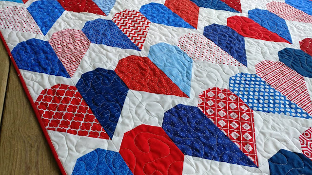 Red, white, and blue heart quilt for USS Fitzgerald