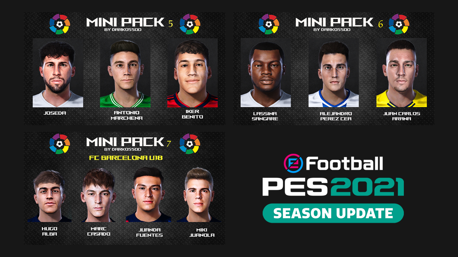 eFootball PES 2021 Faces - LaLiga Mini pack 5, 6 & 7 by Darko5500