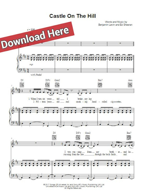 ed sheeran, castle on the hill, sheet music, piano notes, chords, keyboard, guitar, tutorial, lesson, free
