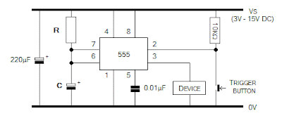 Monostable Using IC 555 Circuit
