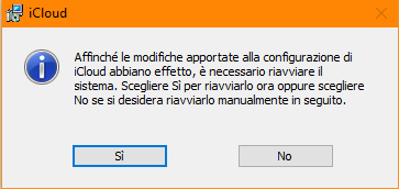 Fine dell'Installazione di iCloud per Windows 10