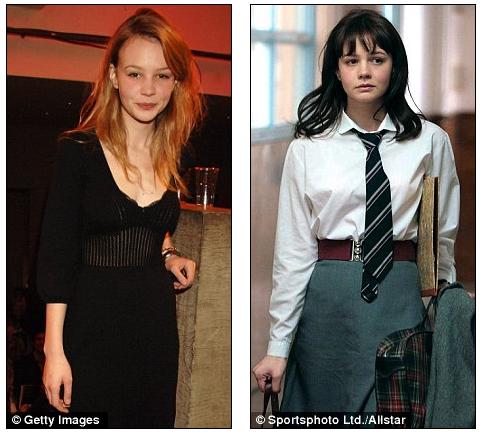 In 2007: Carey Mulligan's hair (left) is naturally long and mousy.