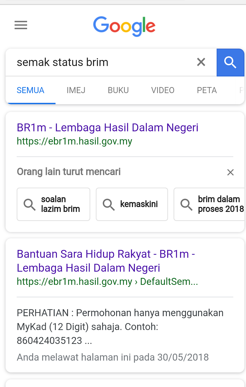 Cara Semak Bantuan Sara Hidup Rakyat (BSHR) @ BR1M 