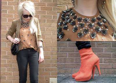 Sammi Jackson - Orange boots & sequins