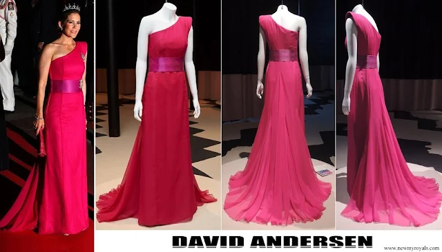 Crown Princess Mary wore David Andersen One Shoulder Pink Gown