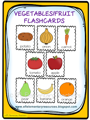 Fruit and vegetables flashcards ESL