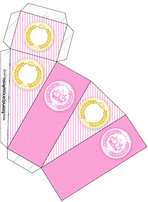 Golden Crown in Pink Free Printable Quinceanera PartyBoxes.