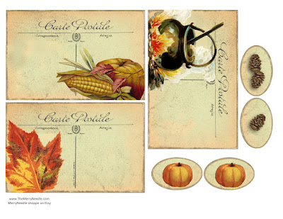 Free printable colorful old time postcards ephemera Victorian autumn