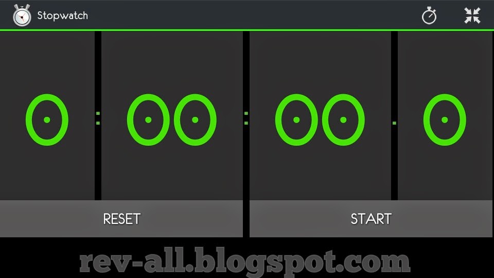 Tampilan landscape aplikasi StopWatch & Timer untuk Android (rev-all.blogspot.com)