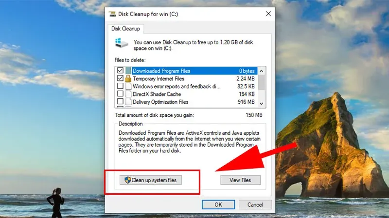 Chọn Clean up system files để xóa các file thừa trong hệ thống