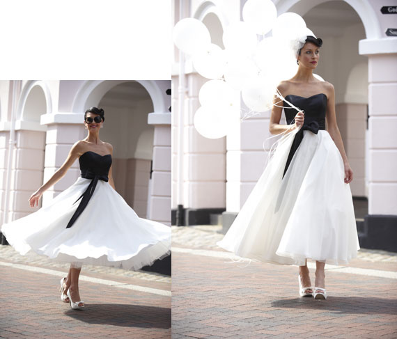 The classic and beautiful marriage of black satin and ivory silk organza