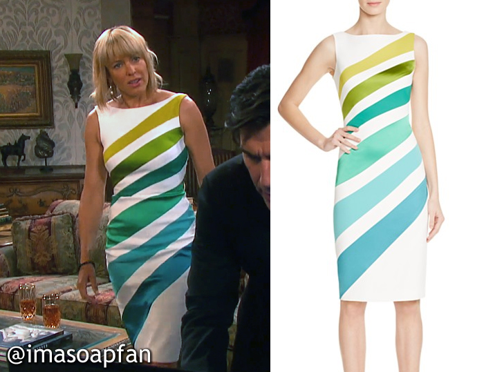 Nicole Walker's White, Yellow, Green, and Blue Ombre Striped Dress - Days of Our Lives, Season 51, Episode 09/06/16, Arianne Zucker