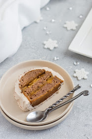 Part de bûche de Noël marrons, pommes caramélisées et whisky