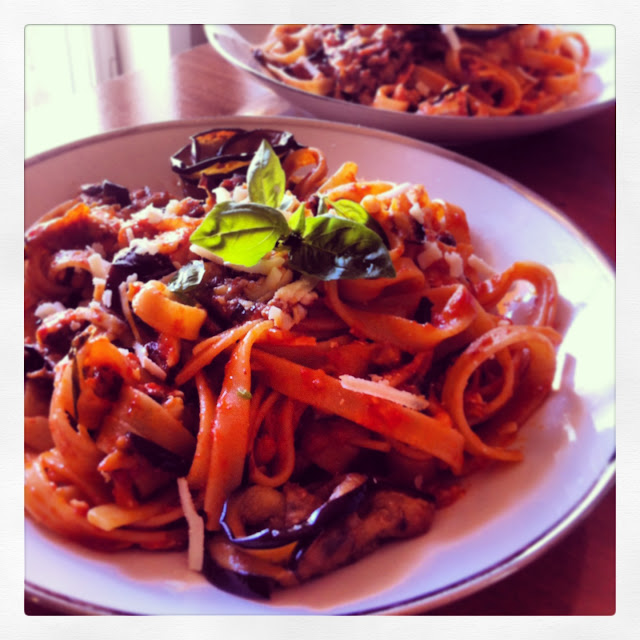 pasta alla norma patlicanli makarna