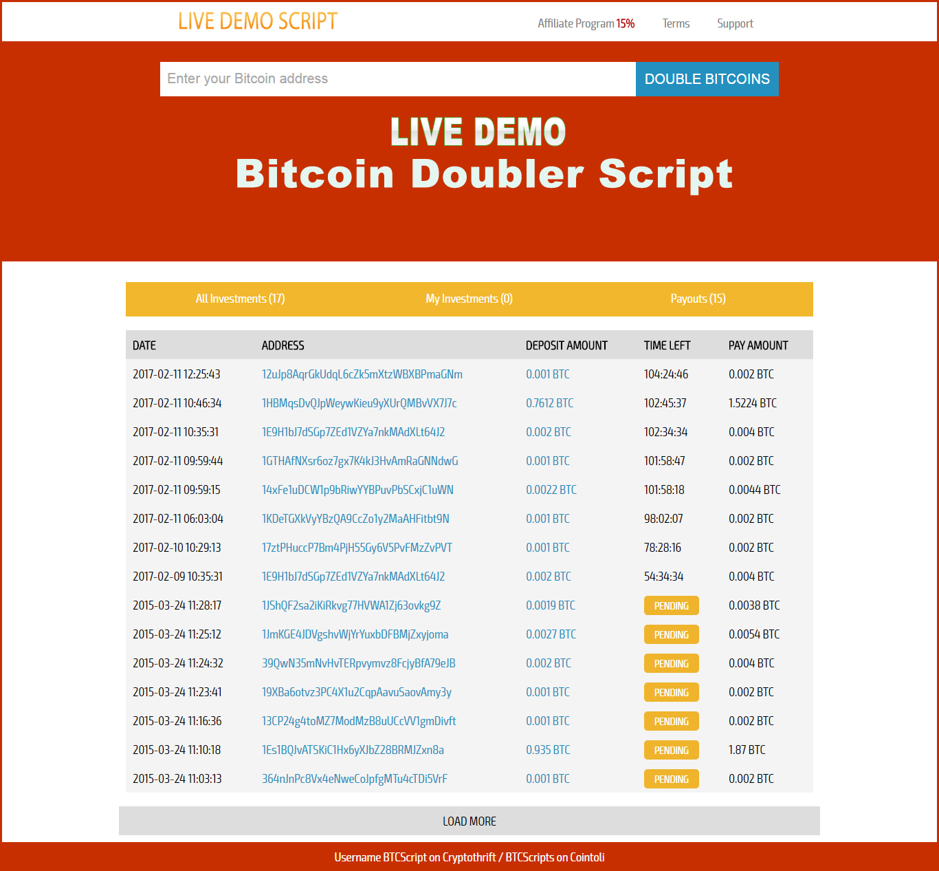 Online bitcoin doubler