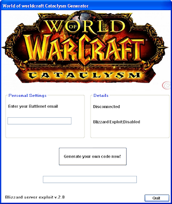 World of Warcraft Catalysm Code Generator!