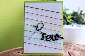 Sunny Studio Stamps: Cute As A Button Rainbow Stitched Card by Eloise Blue